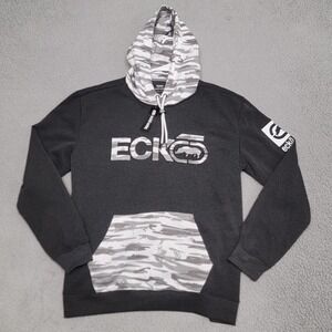 Ecko Unltd Hoodie Mens XL Black‎ Gray Camo Pullover Kanga Pocket MSRP $58